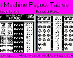 Slot machine payout table